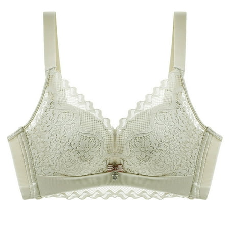 LLYwey Womens Plus Size Bras Clearance Sale Lace Bra Push Up Women s No Underwire Underwear Soft Cup Bra Big & Tall Size Polyester Lace Bra Style LW-293 Green 34