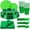Clear Green, variant on 210 PCS Clear and Red Plastic Plates for 30 Guests - Disposable Dinnerware Set Including Dinner Plates, Dessert Plates, 12oz Cups, Cutlery & Napkins, Red Party Plates for Valentines