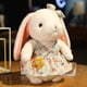 thumbnail image 3 of Bunny Plush Toy Soft Comfortable Plush Fabric Full Filling PP Cotton White Bunny Doll with Floral Skirt Blue 40cm/15.7in, 3 of 4