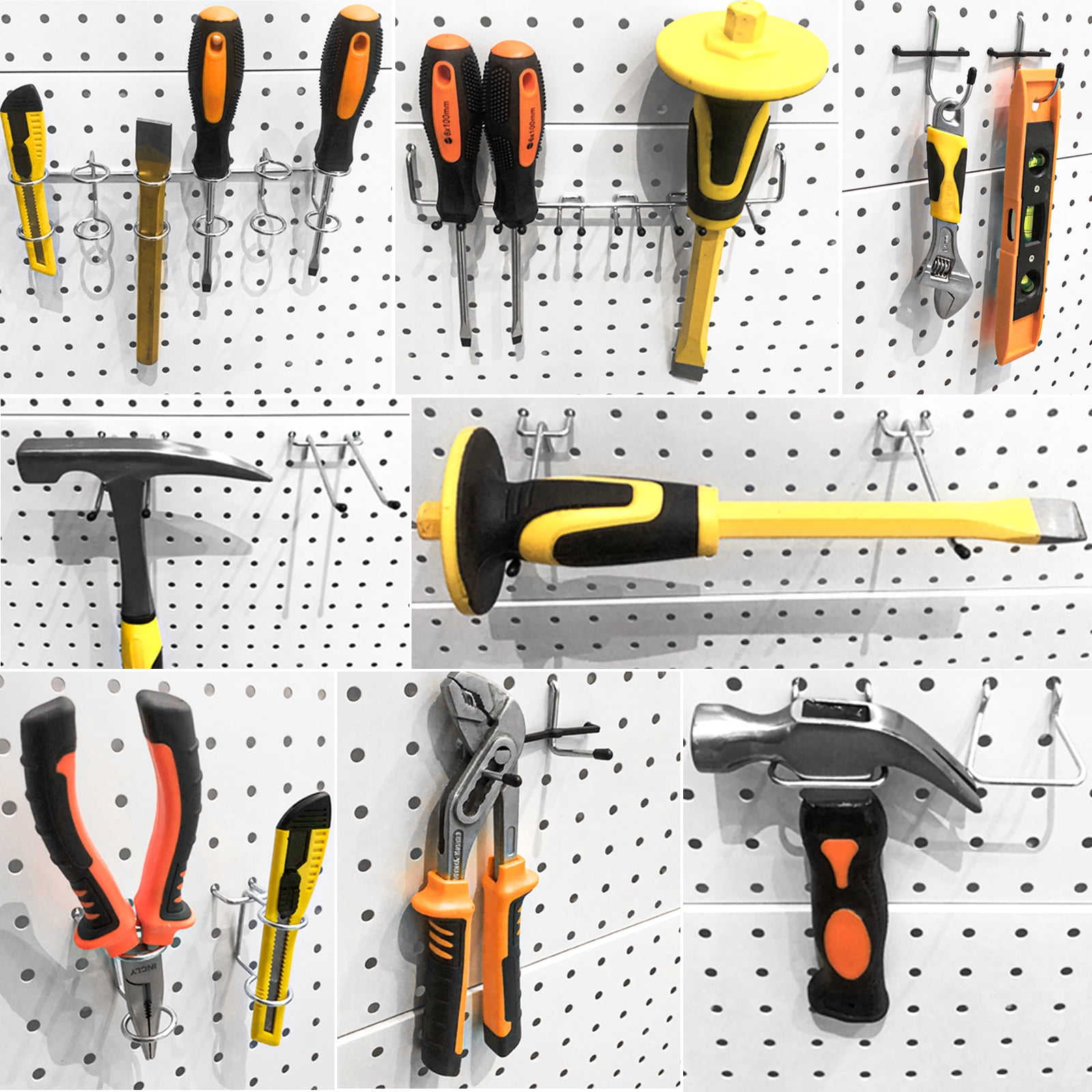 INCLY 278PCS Pegboard Accessories Organizer Kit, Peg Board Hooks Set with Bins for Organizing Various Tools, 1/8 and 1/4 inch Pegboard Hooks Assortment for Hanging Storage, Garage Wall Attachments