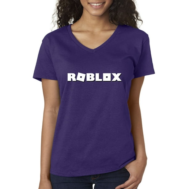 New Way New Way 923 Women S V Neck T Shirt Roblox Logo Game Accent Xl Purple Walmart Com Walmart Com - blue milk shirt roblox
