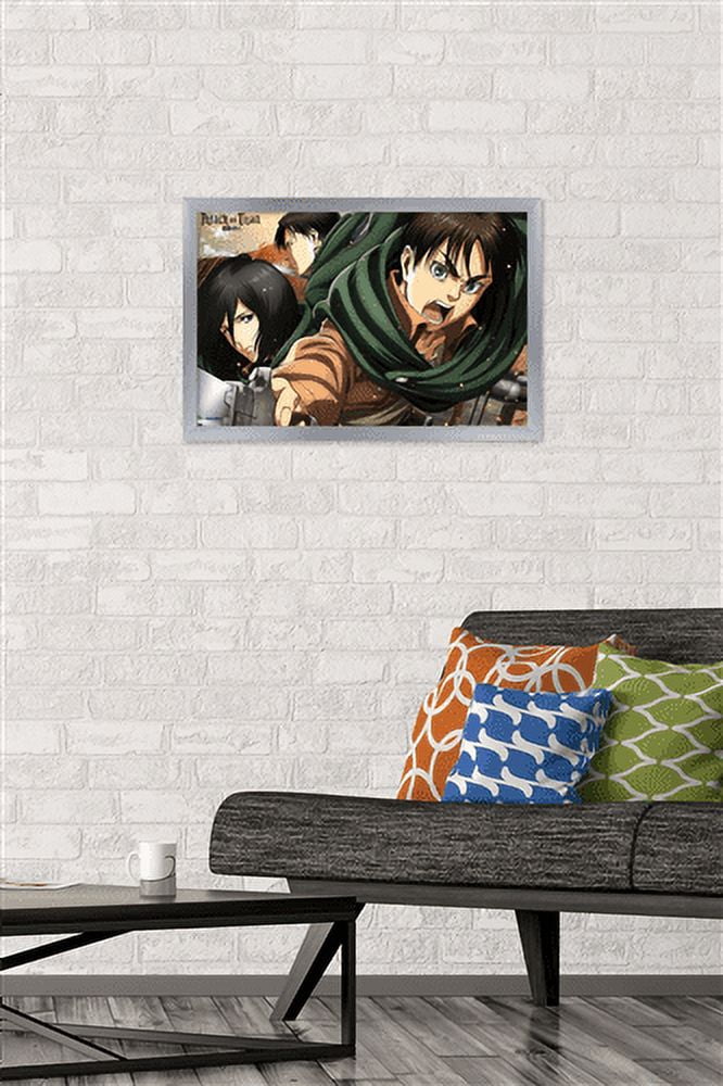Attack on Titan: Season 2 - Intense Wall Poster, 14.725" x 22.375", Framed