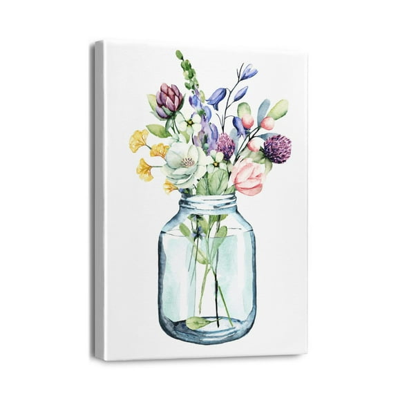 Inspire Creativity with Abstract Art 12X16inch Bouquet in Vase Floral Poster, Ideal Decor for Teen Girl's Bedroom or Bathroom, Stand-Out Picture Print