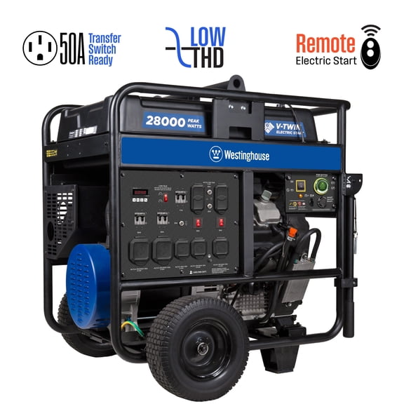 Westinghouse 28,000 Peak Watt Home Backup Portable Generator, Remote Electric Start with CO Sensor