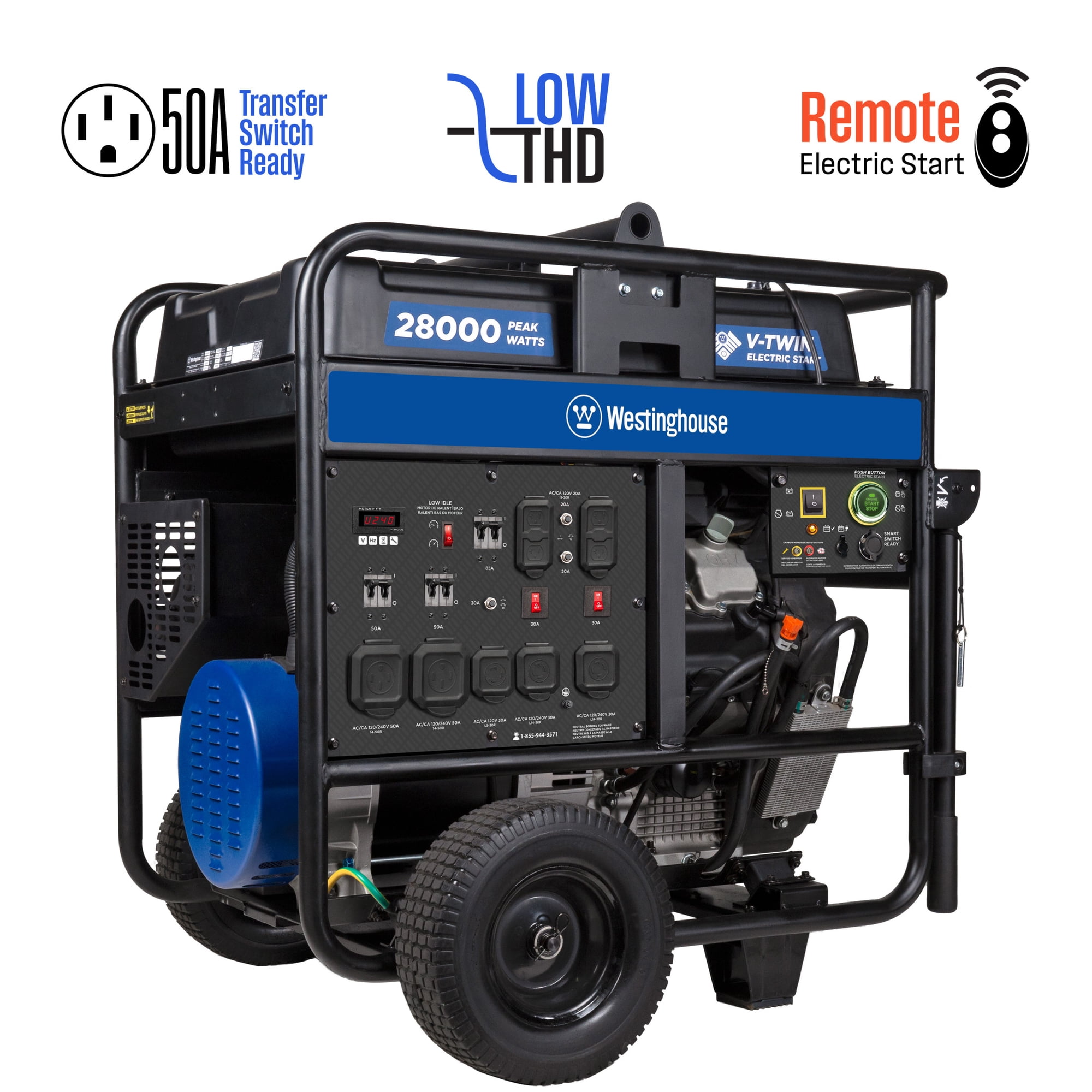 Westinghouse 28,000 Peak Watt Home Backup Portable Generator, Remote Electric Start with CO Sensor
