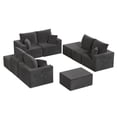 thumbnail image 4 of Lacoo Expandable Modular Sofa Collection, Thick Corduroy Upholstered Modular Sectional Couch with Ottoman, Customizable Seating for Small & Large Spaces, Black, 4 of 7