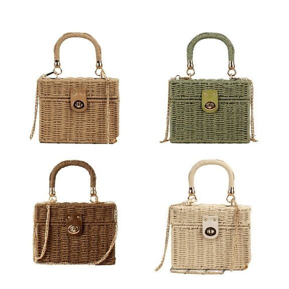 Yoyauz Women's Grass Woven Beach Bag - Women's Beach Handmade Woven Handbag, Summer Mesh Hollow Shoulder Bag, Suitable for Holidays