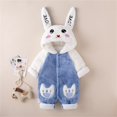 thumbnail image 2 of IVEYRTF Toddler Kids Bodysuit Cute Print Fleece-Lined Hooded Romper Zip Thermal Fall Winter Cozy Warm One-Piece Outerwear for Baby 1-2 Years(Blue,9 Months), 2 of 6