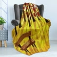 thumbnail image 4 of Forest Soft Flannel Fleece Throw Blanket, Cartoon Lonely Bench in Autumnal Park with Seasonal Abstract Growth, Cozy Plush for Indoor and Outdoor Use, 50" x 60", Burnt Sienna Yellow, by Ambesonne, 4 of 5