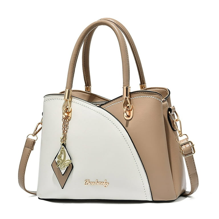 LUOGENLI Female Tote Bag for Women Travel with Zipper Women Handbag Large Plaid Contrast Color Middle Aged One Shoulder Messenger Bag Crossbody Bags