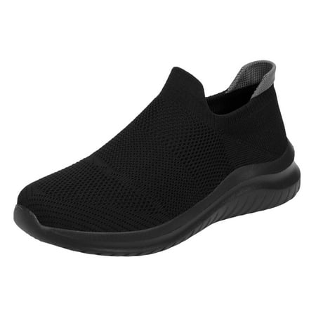 Sopiago Women s Slip On Shoe Comfort Walking Shoes  Lightweight Stretch Knit Sneakers Breathable Loafers Women Black 6