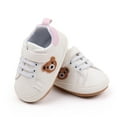 thumbnail image 2 of Michellecmm Baby Girl Boy Shoes Bear Patch Tie-Up First Walking Shoes Rubber Sole Casual Shoes for Spring Fall, 2 of 9