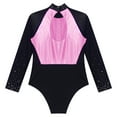 thumbnail image 6 of Alvivi Girls Sheer Mesh Long Sleeve Bodysuit Ballet Gymnastics Leotards with Shorts Set Dancewear Pink 16, 6 of 7