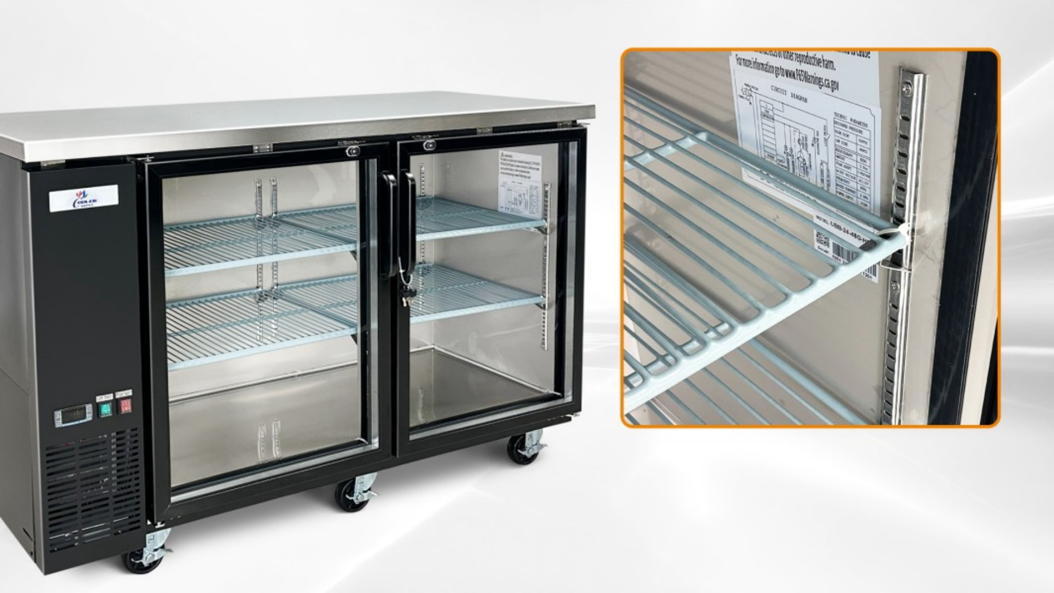 NSF 60" Commercial Back Bar Cooler, 15.8 cu ft, Keg Compatible，Beer Fridge, Under Counter Refrigerator