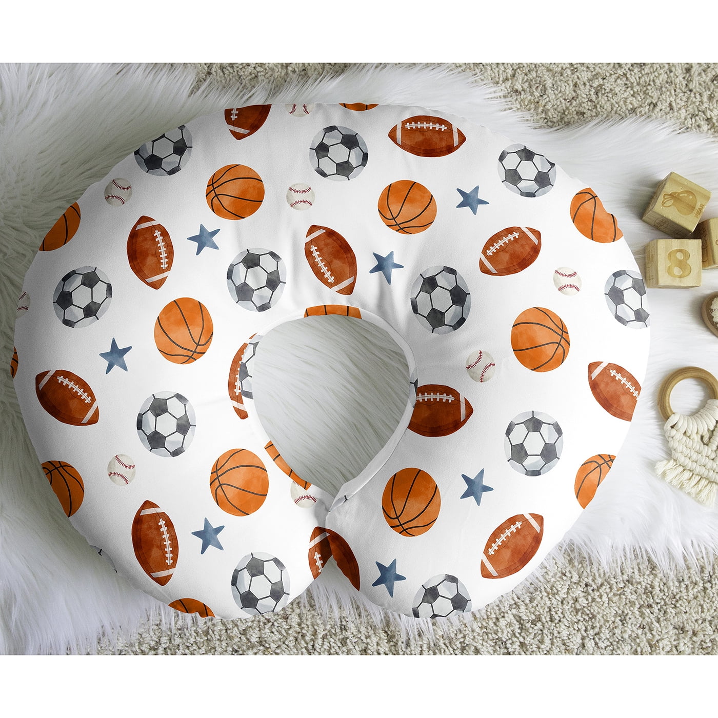 Sweet Jojo Designs Watercolor Sports Theme Boy Nursing Pillow Cover Case (Pillow Not Included)
