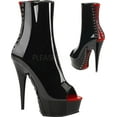 thumbnail image 2 of 6" Heel, 1 3/4" PF Peep Toe Corset Style Ankle Boot, Side Zi - Blk-Red Pat/Blk, 10, 2 of 3