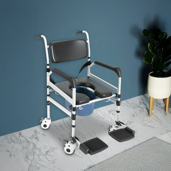 1 PCS Shower Chair with Wheels, Folding Shower Chair, Height Adjustable Shower Chair, Maximum Load-bearing Capacity: 160kg/352.74lbs