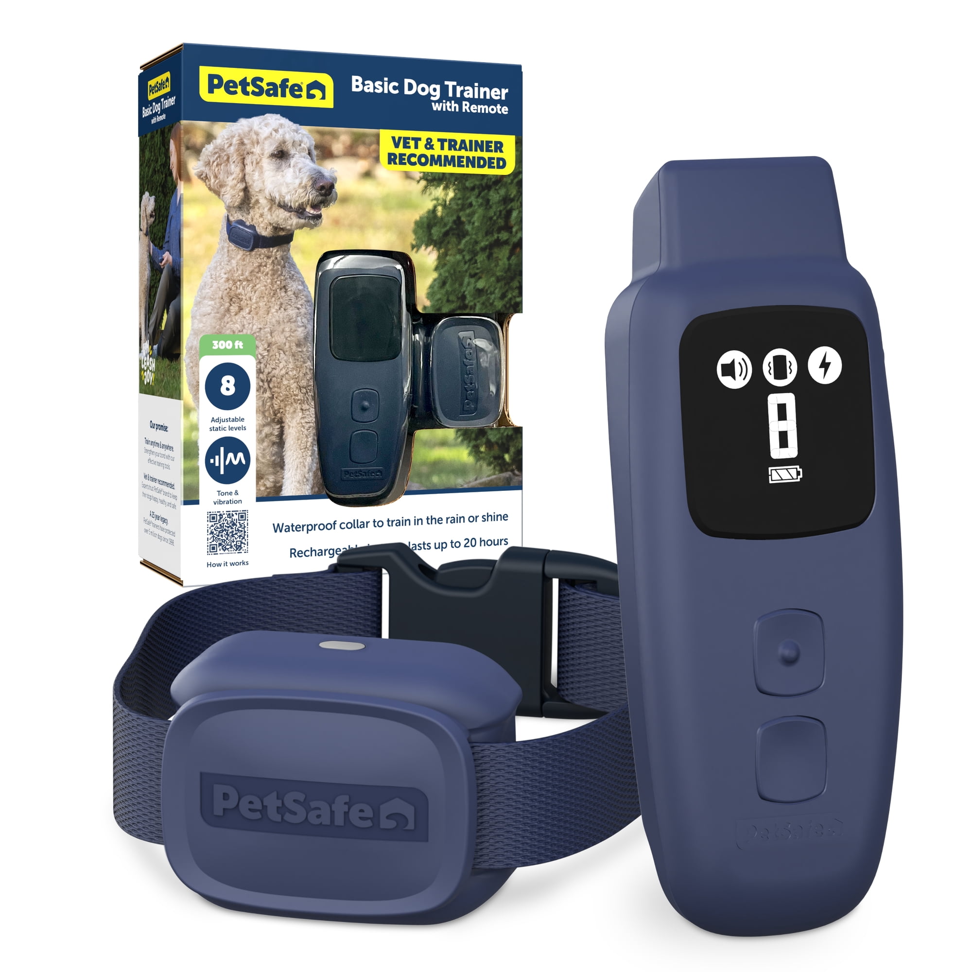 PetSafe Basic Dog Trainer with Remote – 300 ft Range – Tone, Vibration and Eight Levels of Static