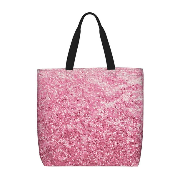 Balery Pink Glitter Bolsa de Mano para Mujeres con Cremallera, Bolsa de Gimnasio con Compartimentos, Bolsa para Laptop, Bolsa para Trabajo