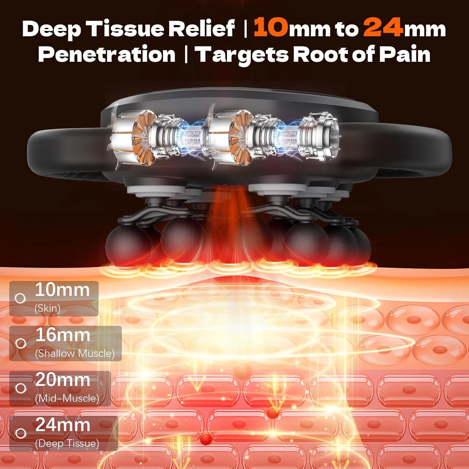 12-Head Deep Tissue Massage Gun with 9 Levels & Modes for Full Body Pain Relief