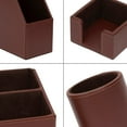 thumbnail image 3 of 6 Piece Office Supplies/Desk Organizer Set with Desktop Leather Writing Pad,File Paper Tray,Magazine folder Holder, Pen Cup,Sticky Note Holder,Letter Mail Sorter,Workspace Decor for Women Men Brown, 3 of 14