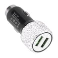 thumbnail image 3 of Bling USB Charging Car Adapter, Dual Port Car Interior Accessory Sparkling Stylish USB Adapter Car Decoration  For All Cars For Digital Camera White, 3 of 8