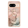 thumbnail image 2 of SaniMore for Google Pixel 7A Case, Marble Pattern 3 in 1 Heavy Duty Shockproof Full Body Hard PC+IMD Bumper Drop Protective Women Girls Cover Rotating Ring Bracket Stand for Google Pixel 7A, Gold, 2 of 10