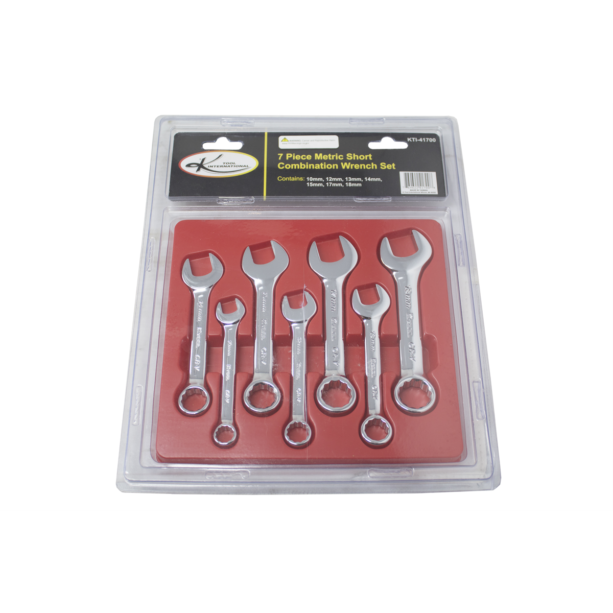 K-Tool 41700 7-pc Metric Short Polished Chrome Combination Wrench Set
