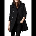 thumbnail image 2 of Abrigo Cruzado de Invierno para Mujer, Elegante Abrigo Tipo Gabardina de Mezcla de Larga con Cuello de Solapa y Botones Negro XL, 2 of 6