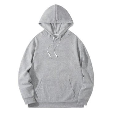 Jowowha Men's Solid Color Loose Hoodie Hip Hop Long Sleeve Unisex Sweatshirt Pocket Drop Shoulder Gray XL
