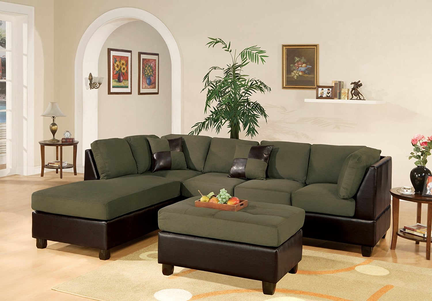 Bobkona Hungtinton Microfiber Faux Leather 3 Piece Sectional Sofa Bobkona Hungtinton Microfiber Faux Leather 3 Piece Sectional Sofa Set Chocolate Com
