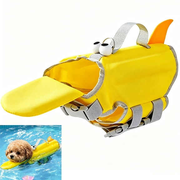 Dog Life Jacket with Chin Float,Cartoon Small Dog Swim Vest – EPE Foam Anti-Roll Over Life Jacket with Rescue Strap, Adjustable Fit for Teddy & Small Breeds