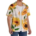 thumbnail image 4 of KLL Sunflower Print Men's Shirt Short Sleeve Button Down Summer Cuba Beach Shirts- Medium, 4 of 7