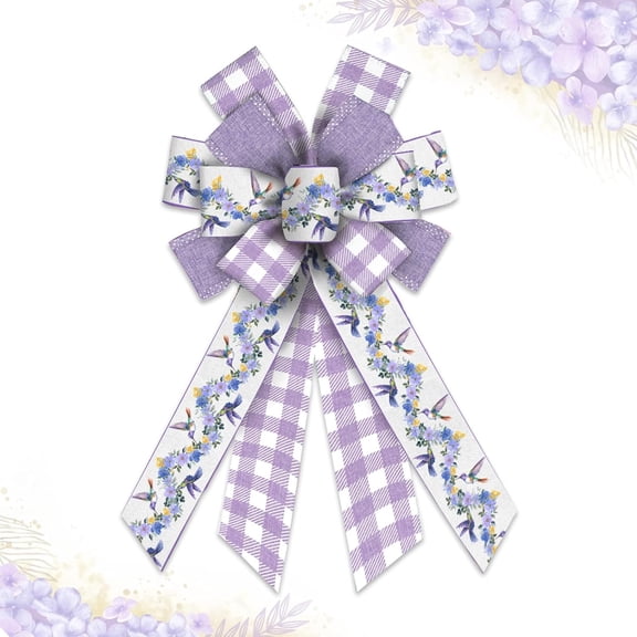 Wreath Bow for Front Door – Girly Lace Burlap Ribbon Bow for Birthday Party Wreath – Large Wired Decorative Bow for Indoor Outdoor Decor
