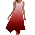 thumbnail image 2 of JSheng Summer Dresses for Women 2025 Sleeveless Round Neck Solid Color Casual Iirregular A-shaped Long Dress ZC-Red M, 2 of 5