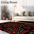 thumbnail image 2 of ODIKA 4'x6' Machine Washable Non-Slip Area Rug, Yuletide Botanical Luxurious Artisan Treasure High Traffic Rug with Pad, Red, 502299, 2 of 8