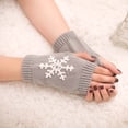 thumbnail image 2 of Casual Snowflake Print Knitted Fingerless Mittens For Winter Warmth And Fashion Comfort, 2 of 3