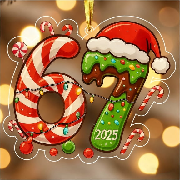 WKSCLPAI 67 Christmas Ornament, Funny 67 Small Acrylic Decorations for Christmas Tree, 67 Ginger_bread Ornaments, 67 Christmas Wrapping Paper Decor Ornaments Birthday Gifts, #GE