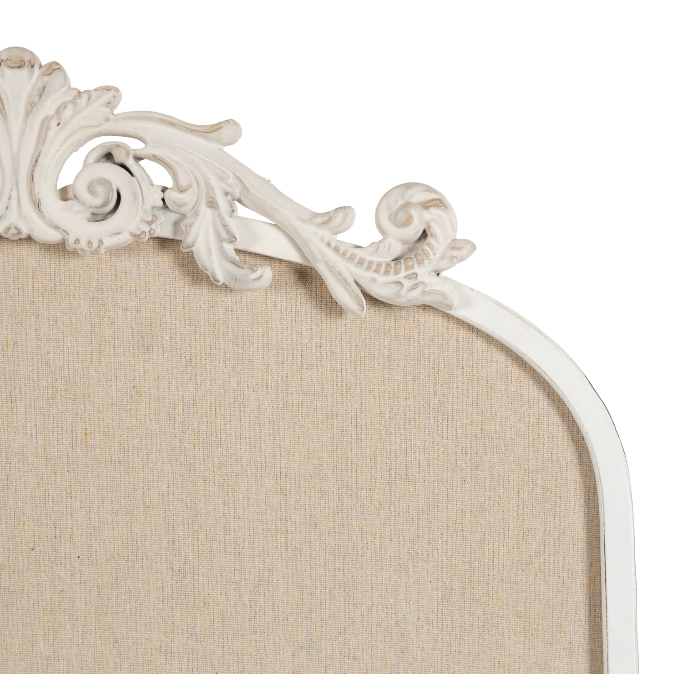 Kate and Laurel Arendahl Decorative Arch Pinboard, 19 x 31, White, Framed Arched Ornate Vintage Cork Board for Use as Motivational Vision Board or Wall Organizer