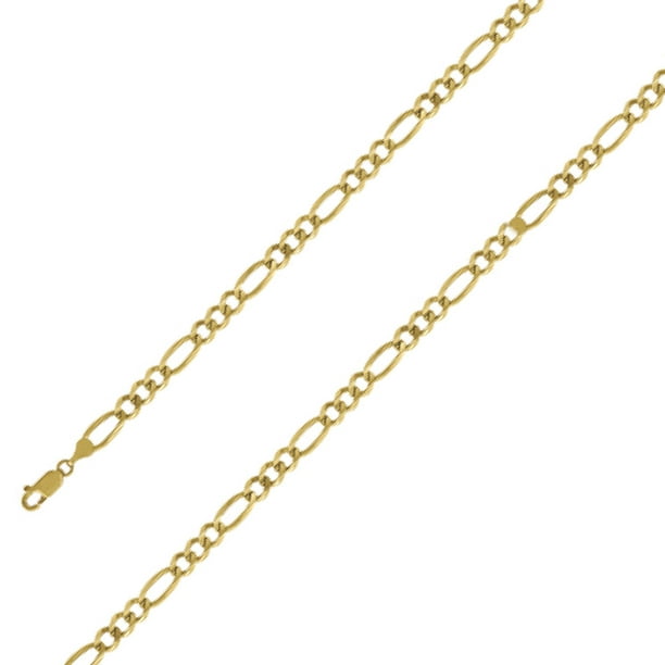 10K Solid Yellow Gold 5.5 mm Figaro Chain for Men & Women - Size
