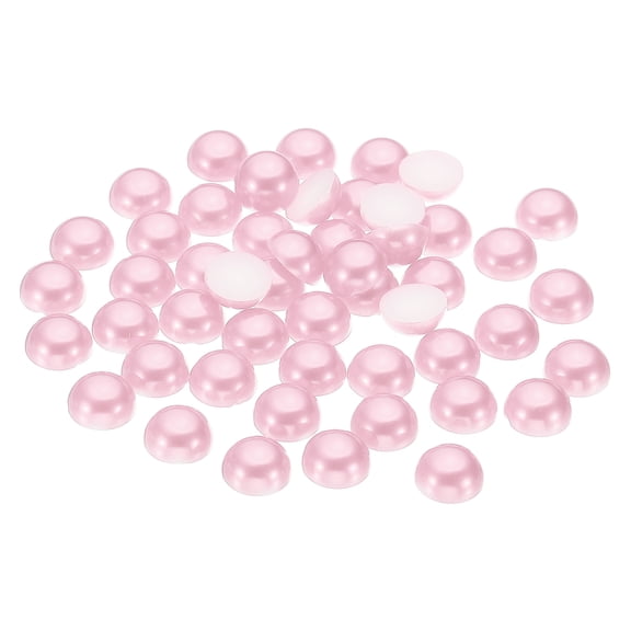 Uxcell 200Pcs Flatback Pearls Beads for Crafting, 12mm Half Round Resin Beads Flatback Pearls for Nail Charms, Light Pink