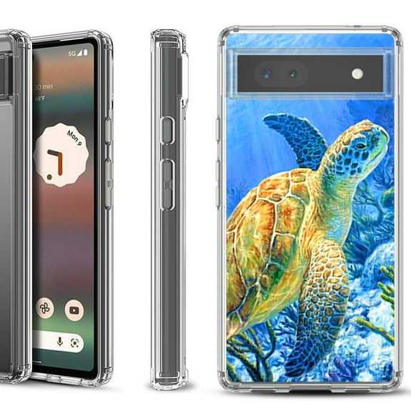 Shockproof Bumper Phone Case for Google Pixel 6a, by OneToughShield ® - Sea Turtle