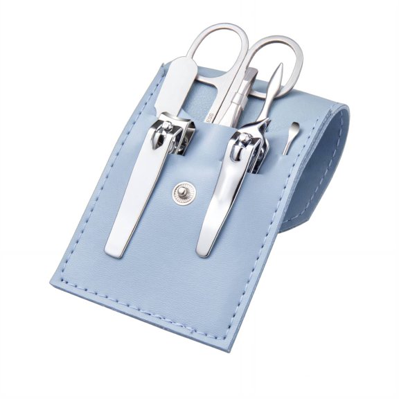 FACEGA Manicure Kit,Leather Clasp Wallet,Nail Kit for Women,Stainless Steel Tools,Portable Travel Case for Women,Light Blue