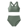 thumbnail image 5 of FASHOFT High Waisted Bikini Sets for Women Criss Cross Back Scoop Neck Two Piece Swimsuit Beach Poor Solid Bathing Suit Mint Green M, 5 of 5