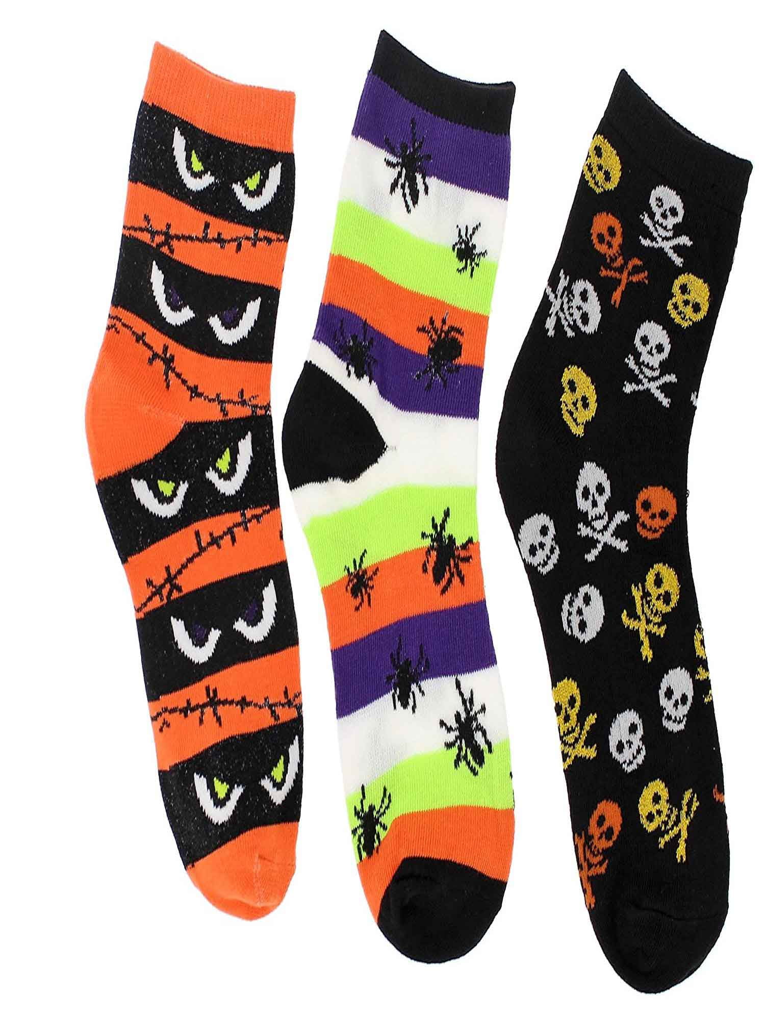 Boo - Boo! Women's Halloween Theme Crew Socks (3Pr) (Creepy Eyes ...