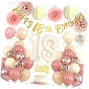 SKYSONIC 40th Birthday Decorations for Women Retro Birthday Balloons, Happy 40th Banner, Cake Topper, Pom Pom, Rose Number 40 Balloon for Her 40th Birthday Party Supplies