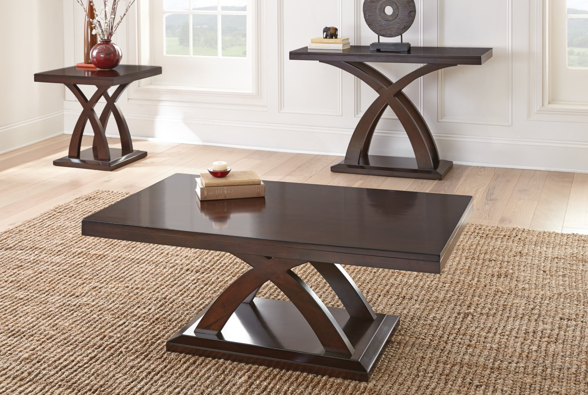Steve Silver Jocelyn Square End Table, Espresso Cherry Wood