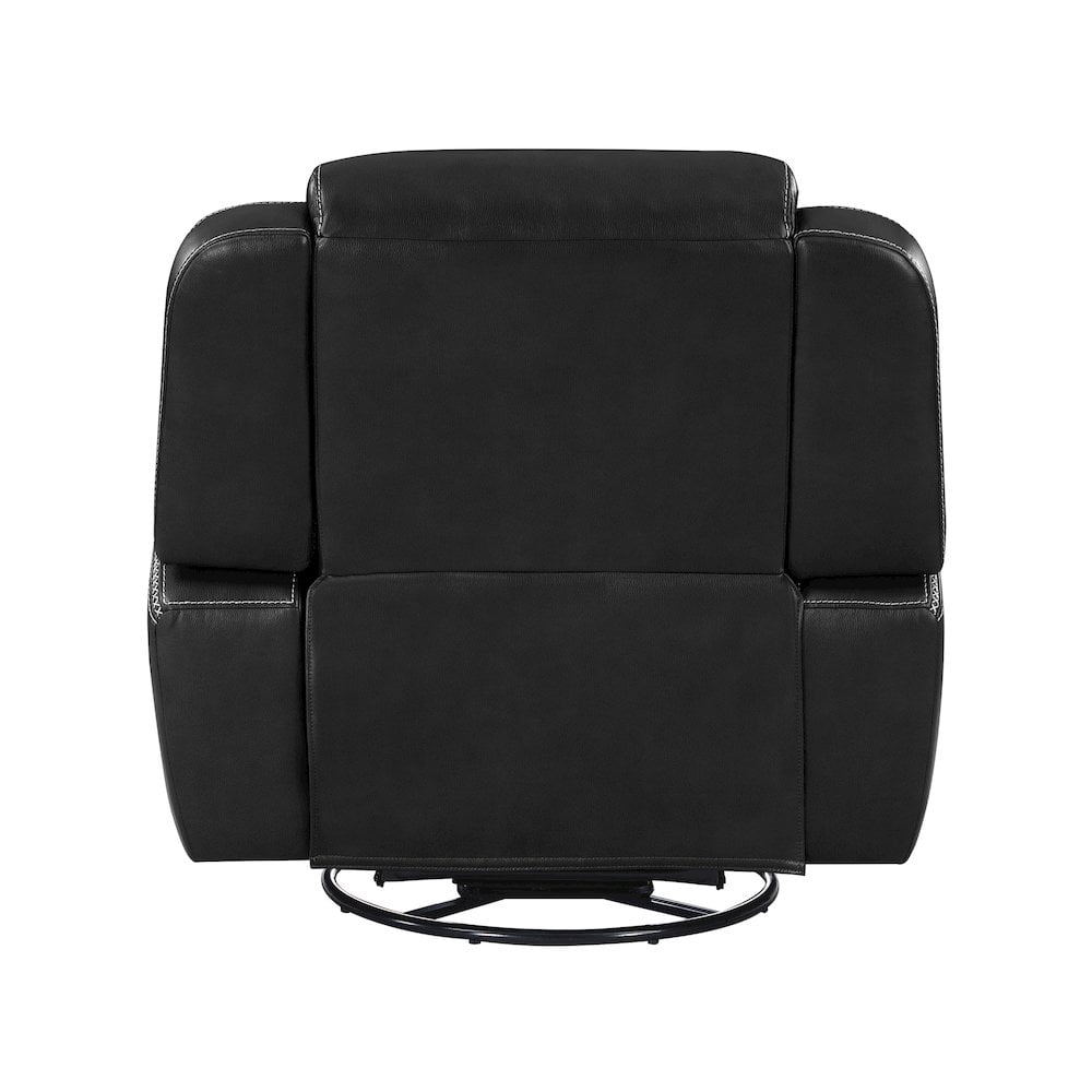 Lexicon Littleton Faux leather Swivel Glider Reclining Chair in Black