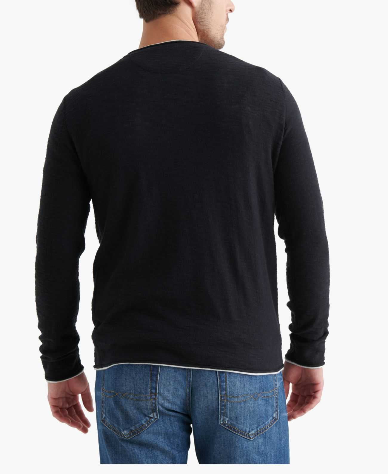 Lucky Brand Men's Textured V-Neck Sweater (Black, Small) 
