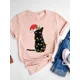 thumbnail image 1 of Camiseta con estampado de dibujos animados para mujer, ropa de manga corta de Navidad, moda de Año Nuevo, camisetas gráficas básicas, 1 of 5